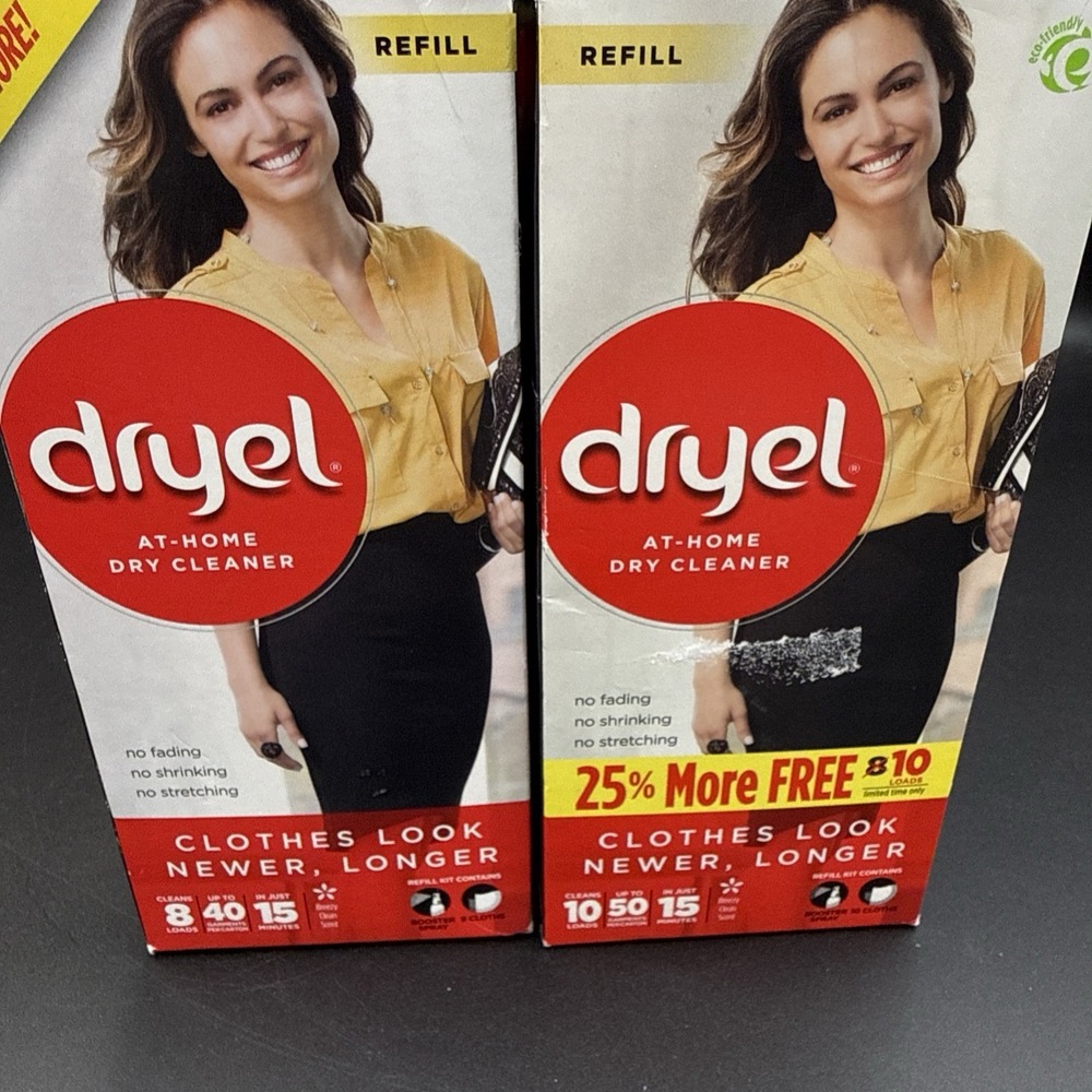 2 DRYEL At Home Dry Cleaner REFILL KIT (total 18 Cloths 2 Booster Spray)